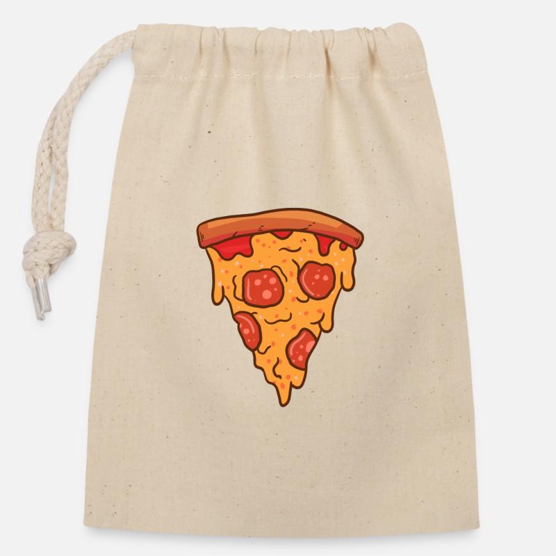 slice of pizza - Closable cotton gift bag (14x20cm) - nature