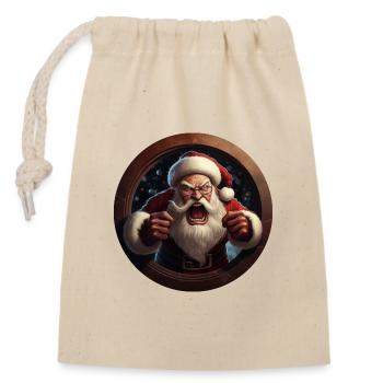 Angry Santa - Closable cotton gift bag (14x20cm) - nature - Front