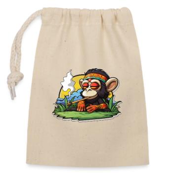 Singe fumant appréciant de se défoncer - Sac cadeau en coton avec cordon (14 x 20 cm) - nature - Devant