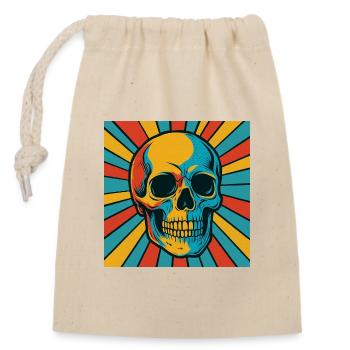 Explodierter Farbtopf Totenkopf - Verschließbarer Geschenkbeutel aus Baumwolle (14x20cm) - Natur - Vorne