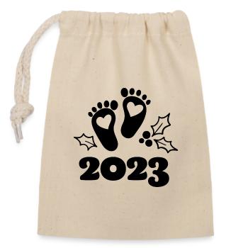Baby 2023 Schwangerschaft verkünden Baby Geburt - Verschließbarer Geschenkbeutel aus Baumwolle (14x20cm) - Natur - Vorne