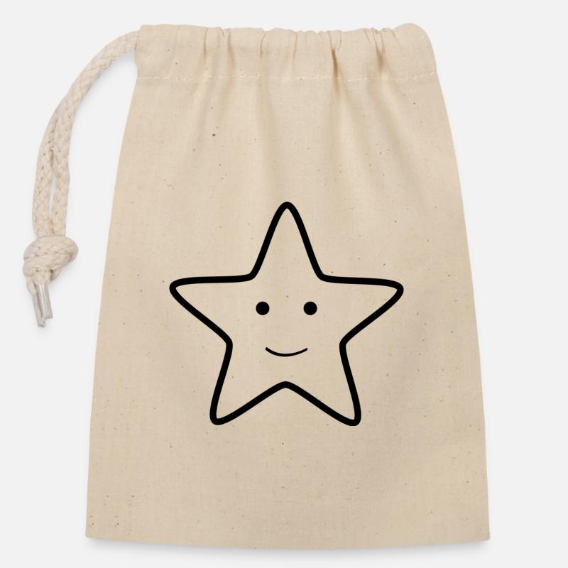 Star-Lächeln - Verschließbarer Geschenkbeutel aus Baumwolle (14x20cm) - Natur