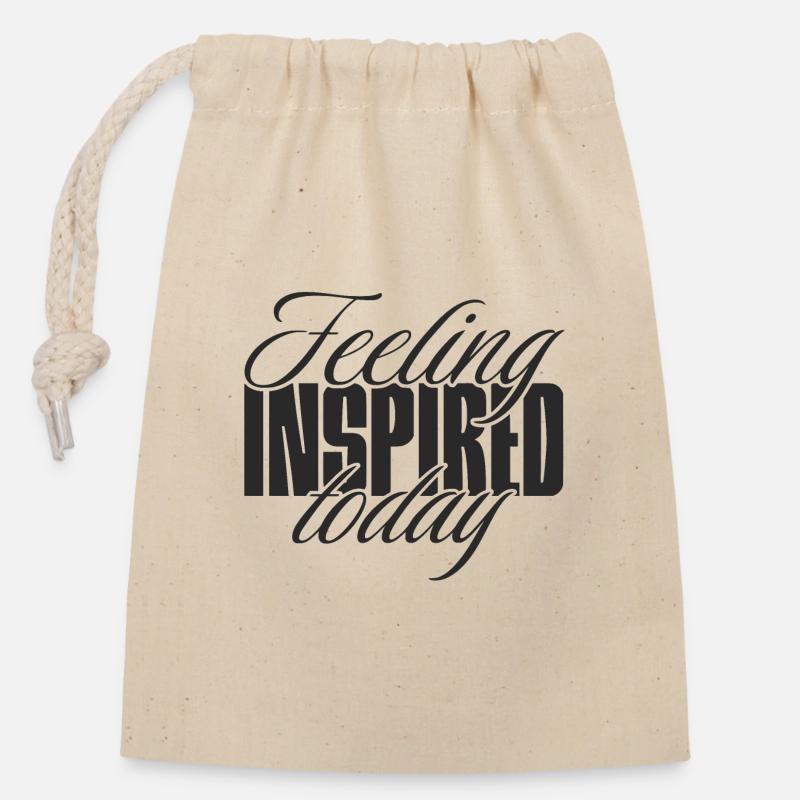 Feeling inspired today - Closable cotton gift bag (14x20cm) - nature