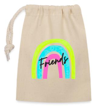 Friends Friends Friendship Friendly - Closable cotton gift bag (14x20cm) - nature - Front