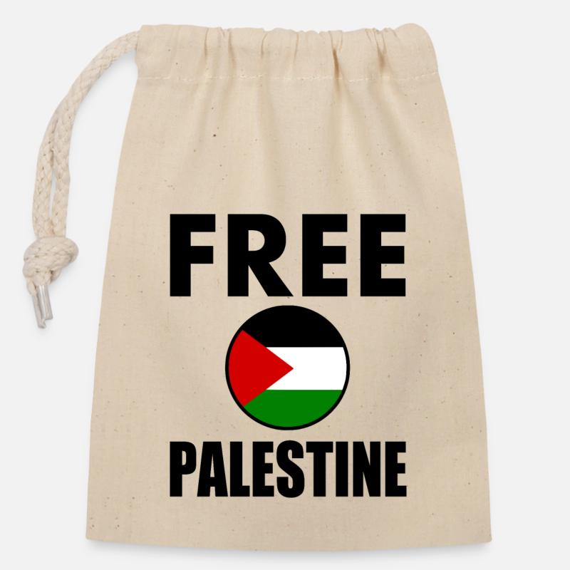 Free palestine - Sac cadeau en coton avec cordon (14 x 20 cm) - nature