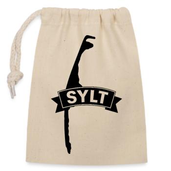 Sylt mit Banner  - Verschließbarer Geschenkbeutel aus Baumwolle (14x20cm) - Natur - Vorne