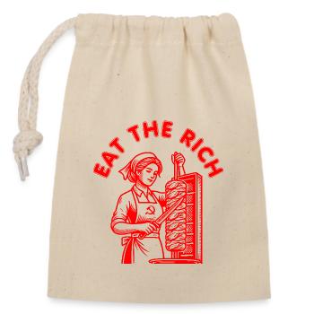 Eat the rich - Closable cotton gift bag (14x20cm) - nature - Front