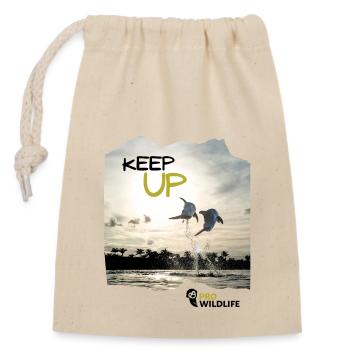 KEEP UP - Delfine - Verschließbarer Geschenkbeutel aus Baumwolle (14x20cm) - Natur - Vorne