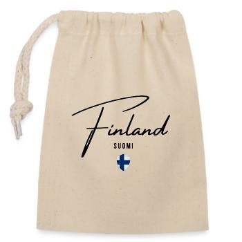 Drapeau de la Finlande, fierté finlandaise - Sac cadeau en coton avec cordon (14 x 20 cm) - nature - Devant