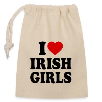 I love irish girls - Closable cotton gift bag (14x20cm) - nature - Front