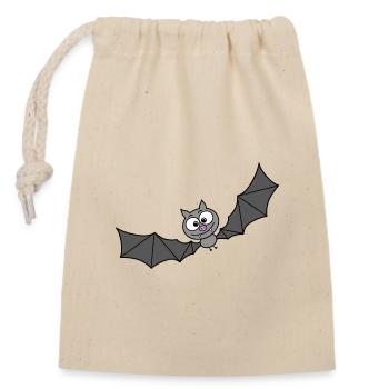 Fledermaus - Verschließbarer Geschenkbeutel aus Baumwolle (14x20cm) - Natur - Vorne