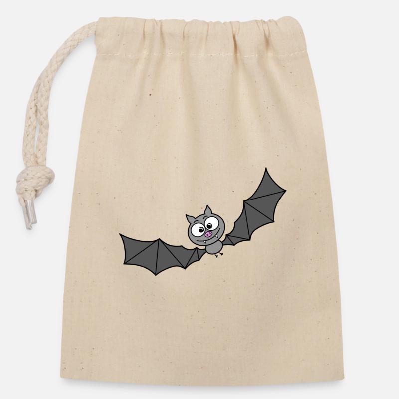 Chauve-souris - Sac cadeau en coton avec cordon (14 x 20 cm) - nature