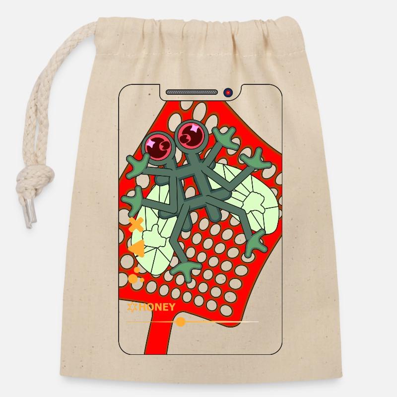 FLY LIKE - Closable cotton gift bag (14x20cm) - nature