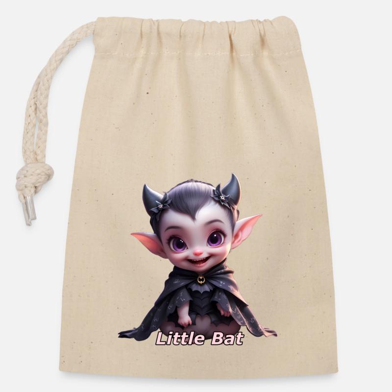 Chauve-souris - Sac cadeau en coton avec cordon (14 x 20 cm) - nature