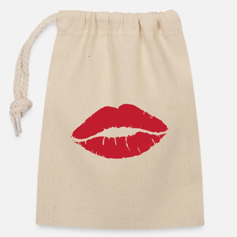 Baiser Rouge - Sac cadeau en coton avec cordon (14 x 20 cm) - nature
