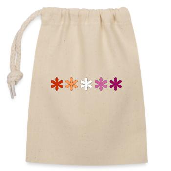 Subtle Lesbian Pride flowers - Closable cotton gift bag (14x20cm) - nature - Front