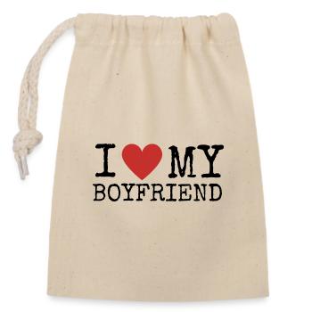 I Love My Boyfriend - Closable cotton gift bag (14x20cm) - nature - Front