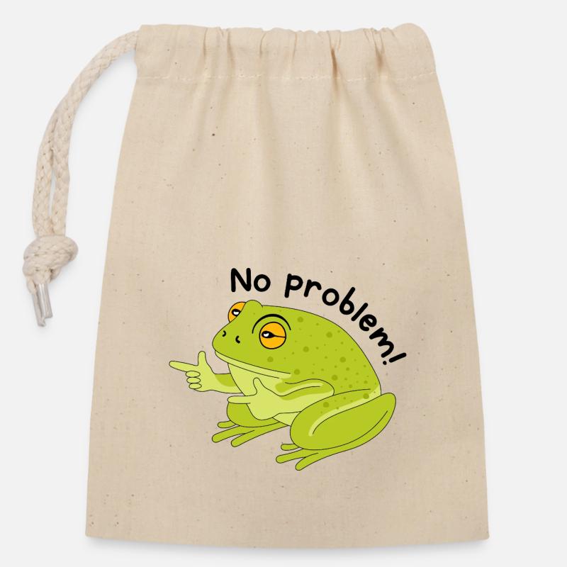 Frog no problem - Closable cotton gift bag (14x20cm) - nature
