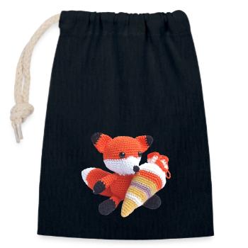 Schulfuchs - Verschließbarer Geschenkbeutel aus Baumwolle (14x20cm) - Navy - Vorne