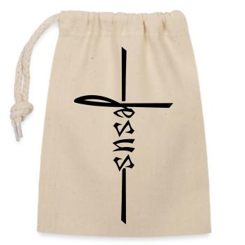 Catholic Cross Jesus Christ Christ Evangelical - Closable cotton gift bag (14x20cm) - nature - Front