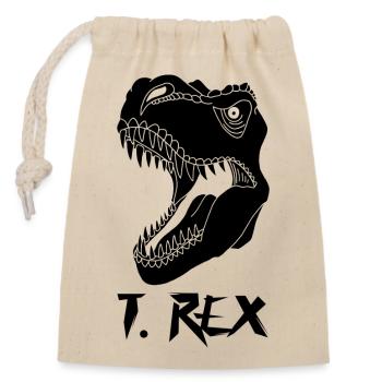 Tyrannosaure noir - Sac cadeau en coton avec cordon (14 x 20 cm) - nature - Devant