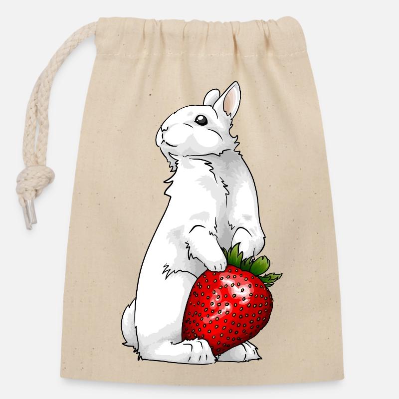 White Bunny - Verschließbarer Geschenkbeutel aus Baumwolle (14x20cm) - Natur