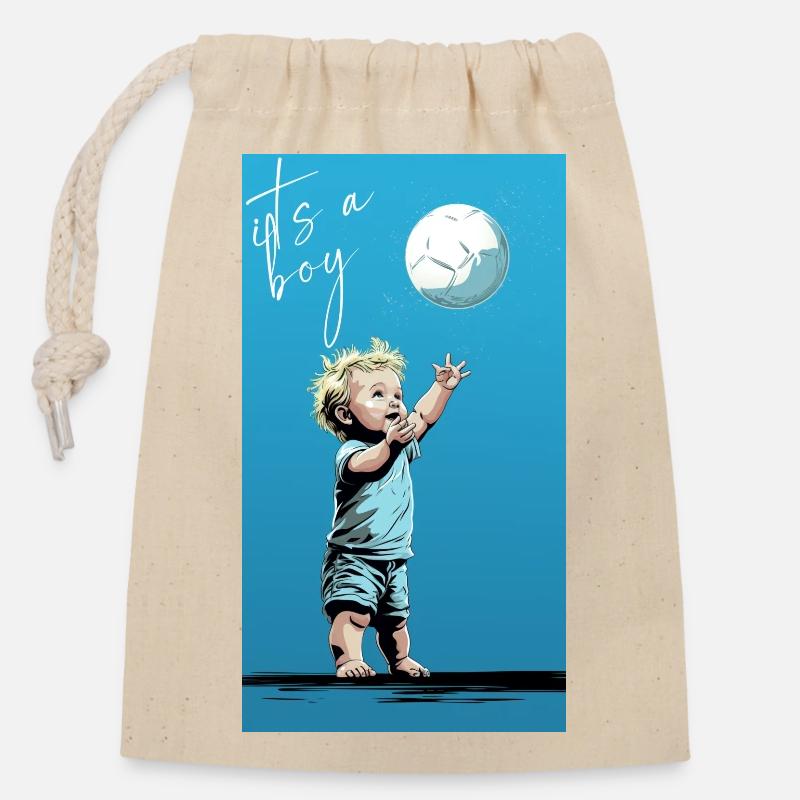 Its a boy - Closable cotton gift bag (14x20cm) - nature