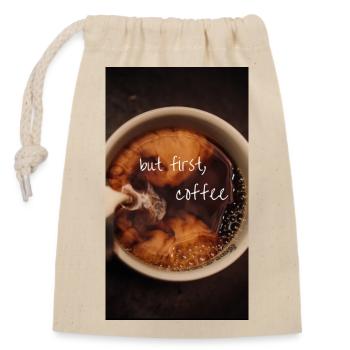 OK aber zuerst Kaffee - Verschließbarer Geschenkbeutel aus Baumwolle (14x20cm) - Natur - Vorne