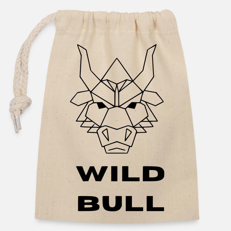 Wild Bull 2 - Closable cotton gift bag (14x20cm) - nature