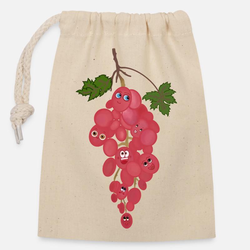 Grapes - Closable cotton gift bag (14x20cm) - nature
