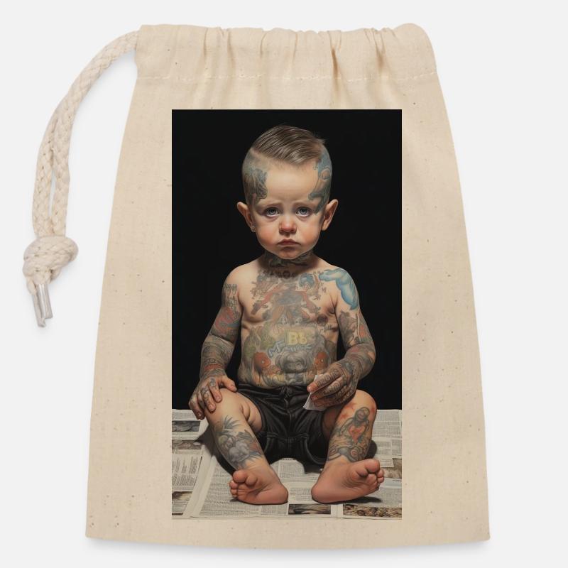 Baby - Closable cotton gift bag (14x20cm) - nature