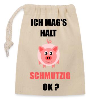 Fasching, Karneval, Kostüm, Schwein - Verschließbarer Geschenkbeutel aus Baumwolle (14x20cm) - Natur - Vorne