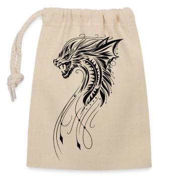 Drache Fantasy Feuerdrache - Verschließbarer Geschenkbeutel aus Baumwolle (14x20cm) - Natur - Vorne
