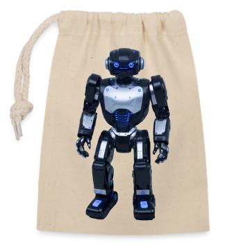 Roboter - Verschließbarer Geschenkbeutel aus Baumwolle (14x20cm) - Natur - Vorne