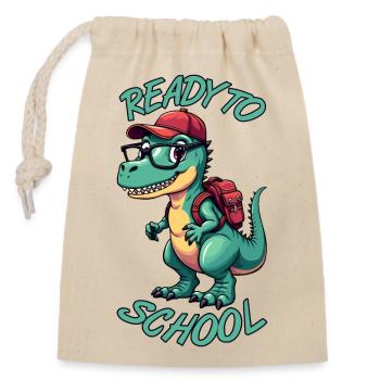 DINO BACK TO SCHOOL - Closable cotton gift bag (14x20cm) - nature - Front