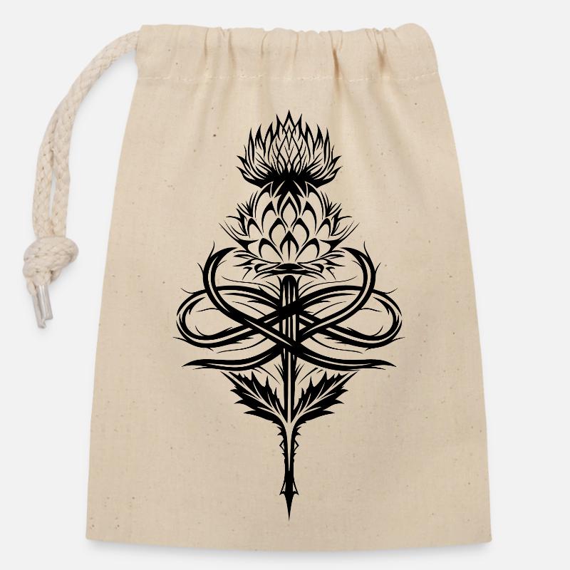 Distel Tribal mit Infinity Symbol - Verschließbarer Geschenkbeutel aus Baumwolle (14x20cm) - Natur