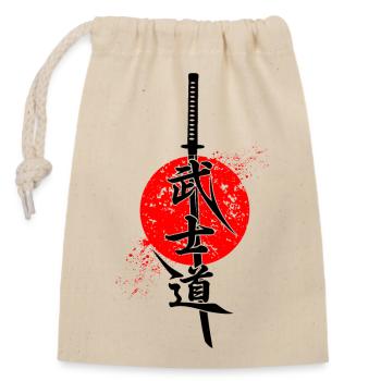 Calligraphie Bushido Kanji - Sac cadeau en coton avec cordon (14 x 20 cm) - nature - Devant