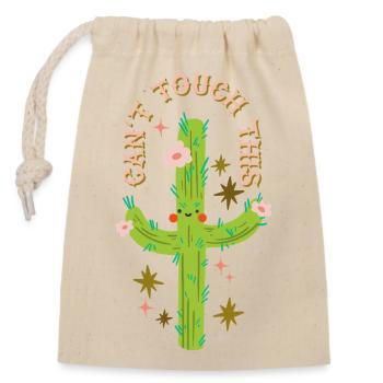 Can't touch this - Prickly cactus design - Closable cotton gift bag (14x20cm) - nature - Front