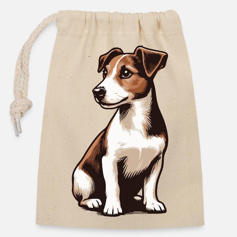 Jack Russell Terrier - Closable cotton gift bag (14x20cm) - nature