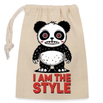 Panda je suis le style - Sac cadeau en coton avec cordon (14 x 20 cm) - nature - Devant