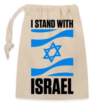 Stand with Israel Jerusalem Tel Aviv Étoile de David - Sac cadeau en coton avec cordon (14 x 20 cm) - nature - Devant