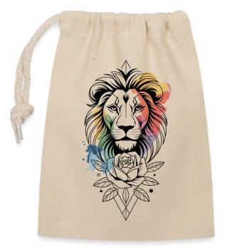 Leo et Rose : une force colorée - Sac cadeau en coton avec cordon (14 x 20 cm) - nature - Devant