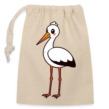 Stork - Closable cotton gift bag (14x20cm) - nature - Front