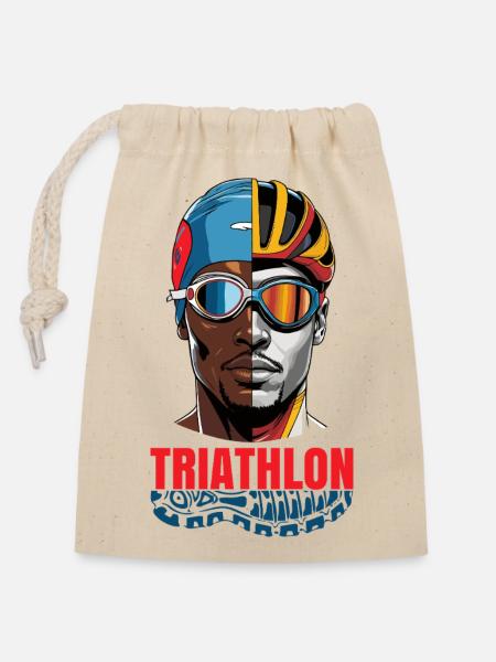 Triathlon - Verschließbarer Geschenkbeutel aus Baumwolle (14x20cm) - Natur