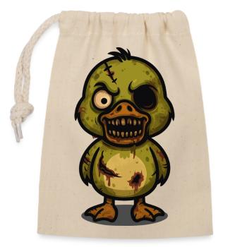 Canard zombie – Dessin animé d'Halloween effrayant et mignon - Sac cadeau en coton avec cordon (14 x 20 cm) - nature - Devant
