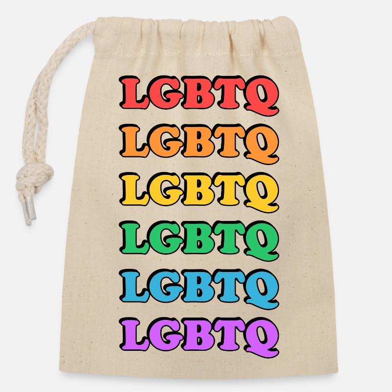 Rainbow LGBTQ - Verschließbarer Geschenkbeutel aus Baumwolle (14x20cm) - Natur