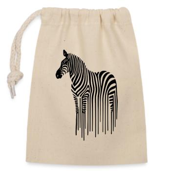 Zebra Linienkunst auf Schwarzweiß - Verschließbarer Geschenkbeutel aus Baumwolle (14x20cm) - Natur - Vorne
