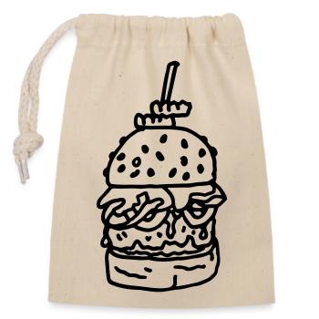 Hamburger_met_sla_tomaat_en_kaas - Sac cadeau en coton avec cordon (14 x 20 cm) - nature - Devant