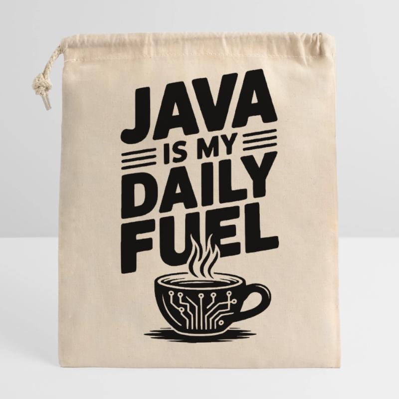 Java est mon carburant quotidien Sac cadeau en coton avec cordon (14 x 20 cm)