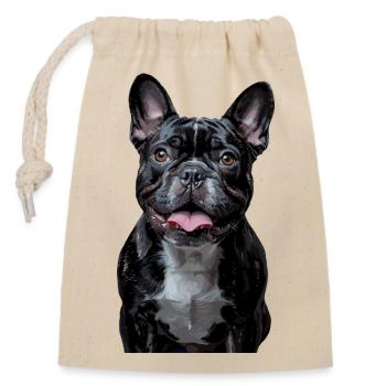 Französische Bulldogge Illustration Für Hundefans - Verschließbarer Geschenkbeutel aus Baumwolle (14x20cm) - Natur - Vorne